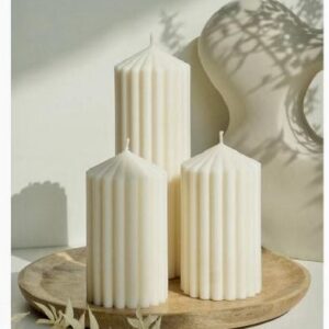 Vanilla Ribbed Pillar Candle