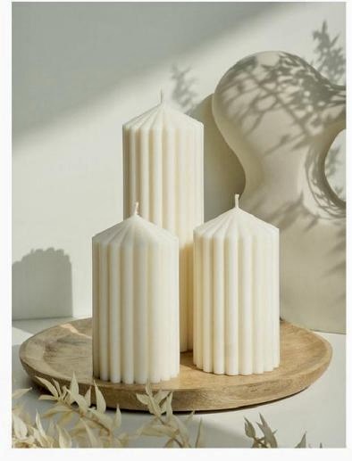 Vanilla Ribbed Pillar Candle